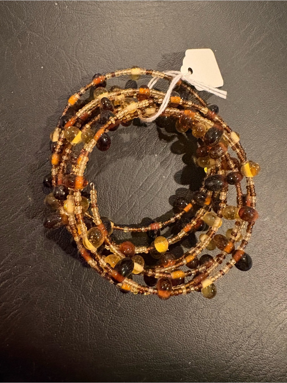 Handcrafted Multi-Strand Amber Tone Beaded Bracelet - Women Jewelry